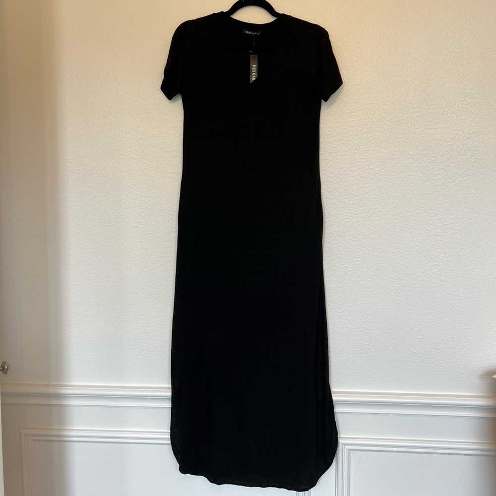 NWT black v-neck maxi